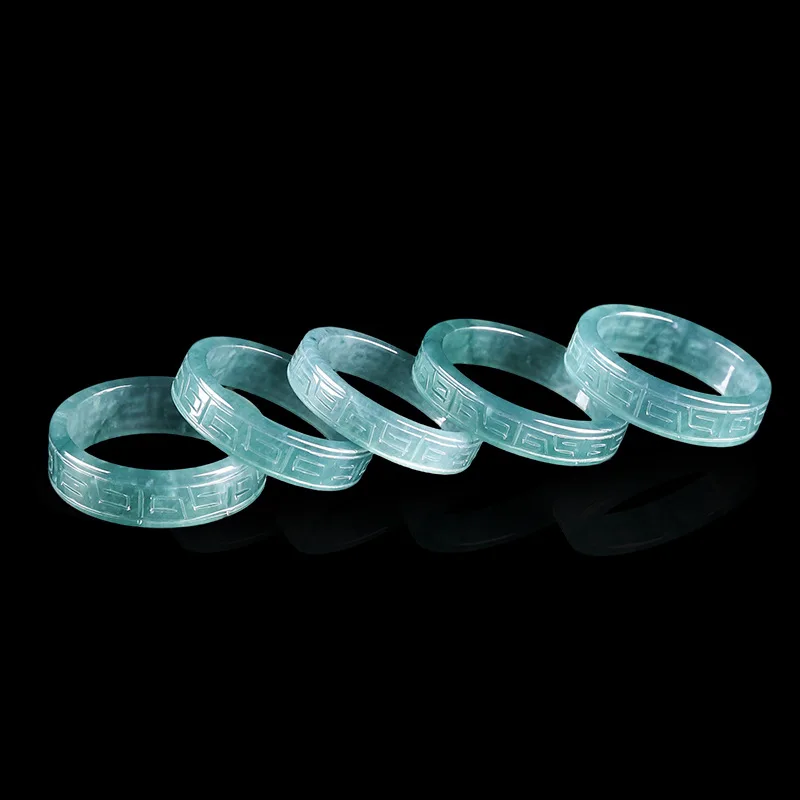 jia le/original naturel de qualité a jade bleu eau motif antique bague sculpté à la main exquis mode hommes et femmes couples cadeau jia le/original naturel de qualité a jade bleu eau motif antique bague sculpté à la main exquis mode hommes et femmes couples cadeau