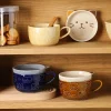 chat de dessin animé japonais avec couvercle, tasse à café, tasse de petit déjeuner mignonne, tasse à café créative, tasse à lait, tasse d'eau pour couple avec couvercle