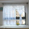 rideau en filet de style cantonnière à double arqué avec dentelle, rideaux de fenêtre blancs transparents, salon, balcon, cuisine, 1 pièce