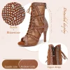 swdzm bottes de danse en biscuits complet pour femmes, chaussures de danse latine jazz, bottes de phtalboots brillantes, talons fins sexy pour dames