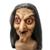 couvre tête de sorcière à cheveux longs pour halloween, masque de vieil homme, cosplay de ix, maison hantée, accessoires effrayants, coiffe complète en latex pour adulte