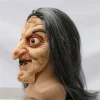 couvre tête de sorcière à cheveux longs pour halloween, masque de vieil homme, cosplay de ix, maison hantée, accessoires effrayants, coiffe complète en latex pour adulte