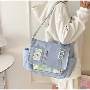 Sac Ita d&rsquo;anime japonais avec poche d&rsquo;affichage de broche de personnage, sac à bandoulière Harajuku Otaku, sac fourre-tout d&rsquo;école pour filles Y2k