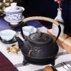 ensemble de théière en fonte japonaise, bouilloire de cuisine en acier inoxydable, verres, fleur de prunier, 900ml
