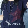 Haut court à manches courtes et col rond pour femmes, T-shirt graphique, Streetwear à motif d&rsquo;étoiles, Style japonais, Y2K, Harajuku