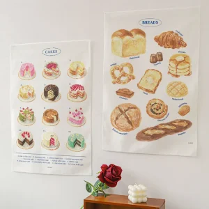 Tapisserie de pain de dessin animé INS, tissu mural suspendu, tapisserie de fond de gâteau d&rsquo;anniversaire, Kawaii, décor de maison pour chambre d&rsquo;enfants, esthétique