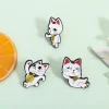broche en alliage de chat porte bonheur, dessin animé mignon, broches en émail, badge en métal personnalisé et tendance, accessoires cadeaux amusants