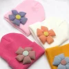 chapeau tricoté à fleurs pour bébé fille, accessoires de cheveux, nouveau né, joli bonnet d'hiver en crochet avec tissu, bonnet pour nourrissons