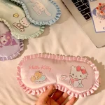 Sanrio kuromi mignon masque pour les yeux à bords de dentelle bonjour kitty cannelle ma mélodie dames bureau parasol lunettes de sommeil couverture animation