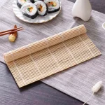 Tapis à Sushi en bambou exquis avec finition blanche, rouleau de riz aux algues, antiadhésif, cuisine de Style japonais, fabrication essentielle de Sushi
