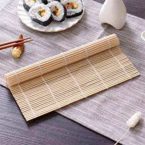 Tapis à Sushi en bambou exquis avec finition blanche, rouleau de riz aux algues, antiadhésif, cuisine de Style japonais, fabrication essentielle de Sushi