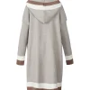 cardigan long à capuche pour femmes, automne hiver 2023, rayures verticales, design avec poches, vêtements d'extérieur à la mode