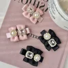 Barrette coréenne élégante avec nœud en perles et strass, pince à cheveux de luxe avec frange latérale pour femmes, accessoires pour cheveux chics