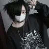 [olmee] en stock noir anime jirai kei manches longues col rond sweat cosplay costume surdimensionné décontracté streetwear halloween