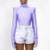 Haut violet à manches longues Fitness barboteuses femmes combinaisons Sexy bureau dame mode body une pièce femme salopette hauts PIW7