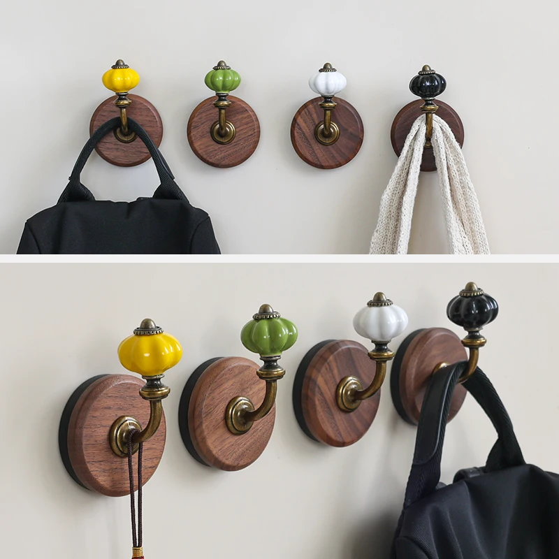 crochet magnétique en noyer noir pour porte d'entrée, crochet pour cape arrière de chambre à coucher, suspension murale intérieure, boule en porcelaine, crochet en bois pour suspension murale crochet magnétique en noyer noir pour porte d'entrée, crochet pour cape arrière de chambre à coucher, suspension murale intérieure, boule en porcelaine, crochet en bois pour suspension murale