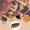 brosse de rasage professionnelle en bois pour hommes, poils de sanglier souples, kit de peigne à moustache avec brosse de coiffeur, peignes à cheveux