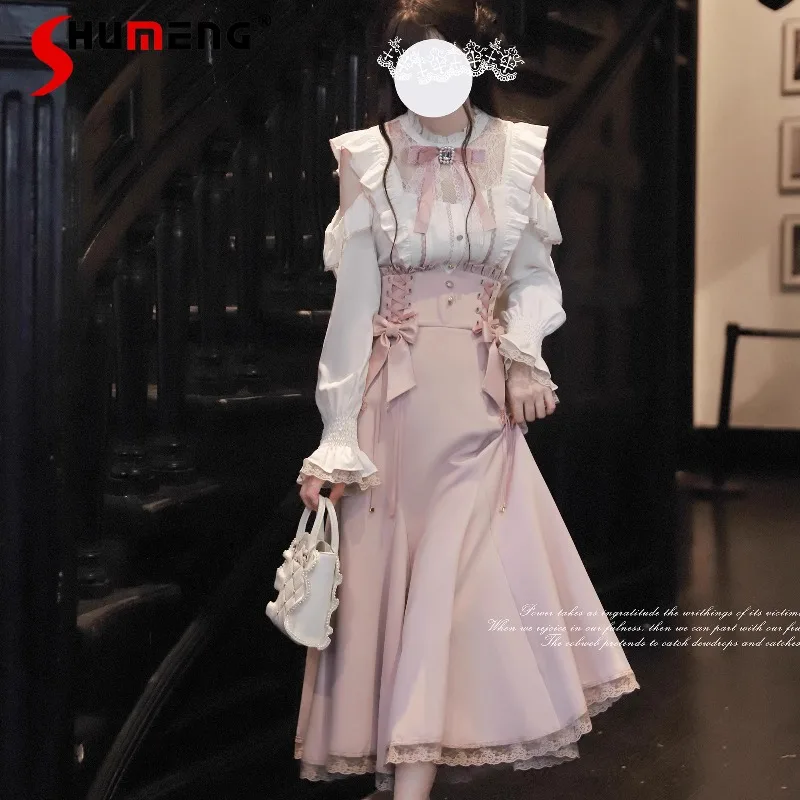 japonais rojita mini série sc chemisier rose et blanc jupe sirène élégante produite en série manches longues chemise à simple boutonnage fille japonais rojita mini série sc chemisier rose et blanc jupe sirène élégante produite en série manches longues chemise à simple boutonnage fille