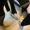 sandales à lanières pointues en cuir fendu pour femmes, chaussures gladiateur rome, talons temporels, robe, été, printemps, 2024