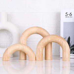 Ornement de périphérie décoratif en bois de style Boho, sculpté à la main, modèle en bois arqué fait à la main, ornement artisanal en arc unique, meuble TV