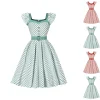 robe vintage kawaii vintage swing une ligne tenue décontractée pour l'été à pois imprimé patchwork élégant tenue de bureau robe de vacances