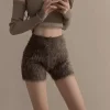 coréen pantalons cortos de mujer tricoté shorts pour femmes mode fourrure taille haute décontractée été y2k pantalon 2025 nouveaux bas