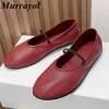Chaussures de Ballet à semelle souple en cuir véritable pour femmes, bout rond, une sangle, couleur unie, Mary Jane, chaussures plates simples, printemps automne