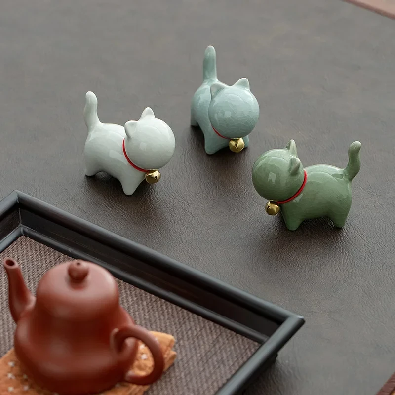 ornement de chaton mignon en céramique créative, micro animal de compagnie de paysage, ornements d'intérieur et de bureau, accessoires de service à thé ornement de chaton mignon en céramique créative, micro animal de compagnie de paysage, ornements d'intérieur et de bureau, accessoires de service à thé