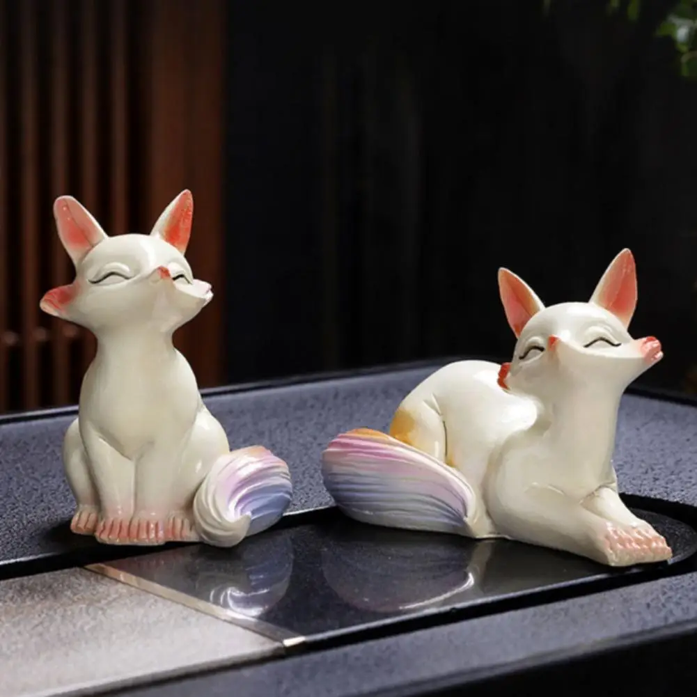 accessoires de cérémonie du thé, nouveau renard à couleur changeante, ornements pour animaux de compagnie, maison créative, petit renard, jeu de thé, figurines de bureau, décoration accessoires de cérémonie du thé, nouveau renard à couleur changeante, ornements pour animaux de compagnie, maison créative, petit renard, jeu de thé, figurines de bureau, décoration