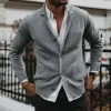 cardigan pull personnalisable pour hommes, pour l'automne et l'hiver, col en v, manches longues, manteau tricoté avec poches, hauts personnalisés