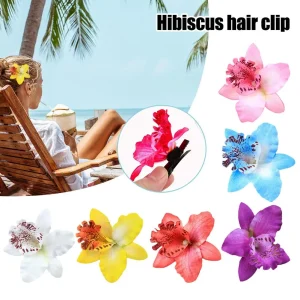 Pinces à cheveux fleur hawaïenne pour femmes et filles, épingles à cheveux florales, hibiscus et orchidée, été, plage, vacances, fête de mariage, accès aux cheveux, P0T4