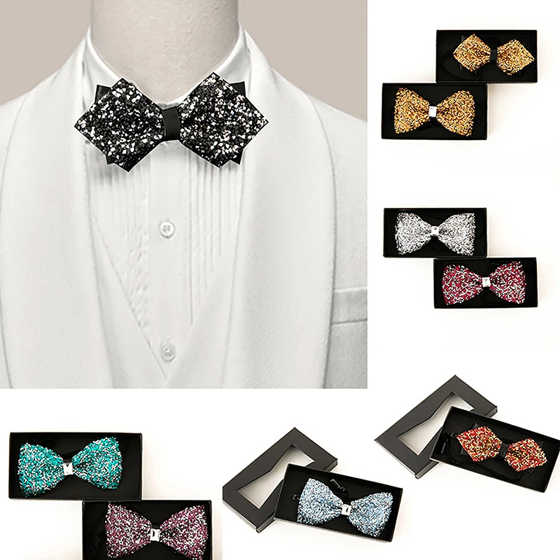 noeuds papillon de luxe à paillettes et strass pré attachés ; cadeau idéal pour hommes pour les événements de smoking de bal de mariage. noeuds papillon de luxe à paillettes et strass pré attachés ; cadeau idéal pour hommes pour les événements de smoking de bal de mariage.