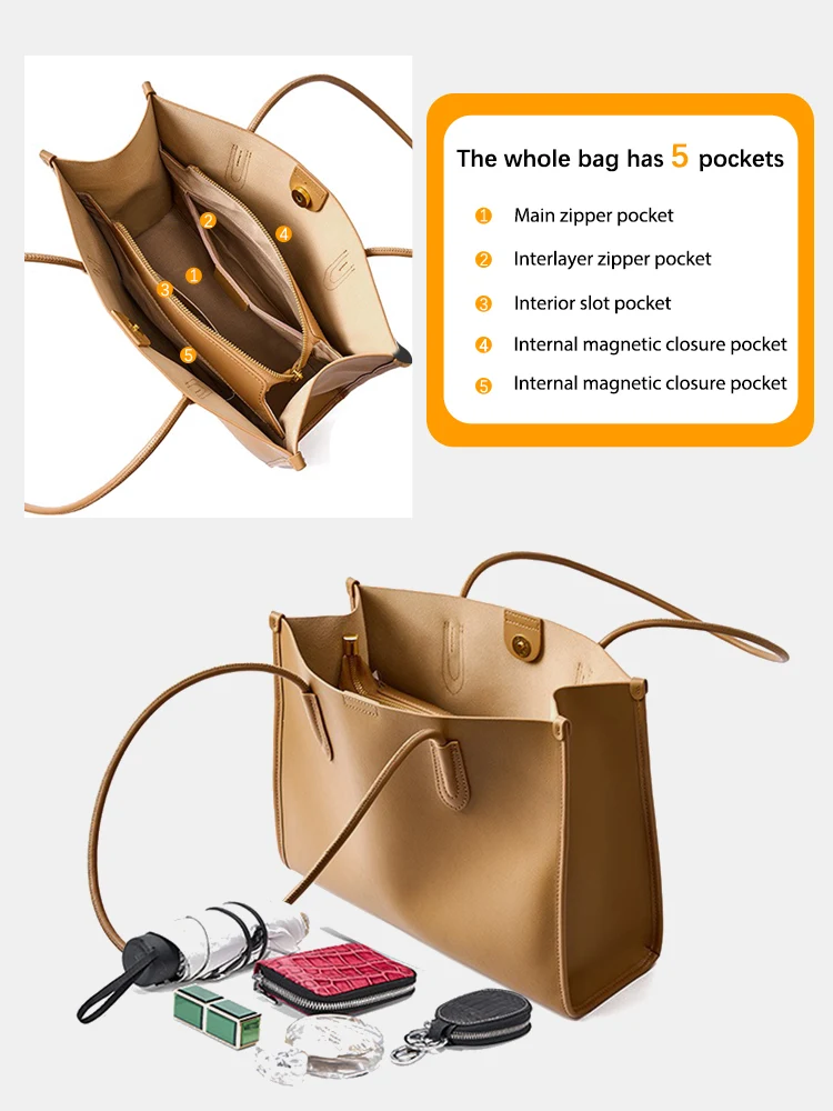 mode nouveau kaki femmes ol sac à main en cuir véritable dames sac à bandoulière grand sac fourre tout grande capacité shopper sacs pockets mode nouveau kaki femmes ol sac à main en cuir véritable dames sac à bandoulière grand sac fourre tout grande capacité shopper sacs pockets