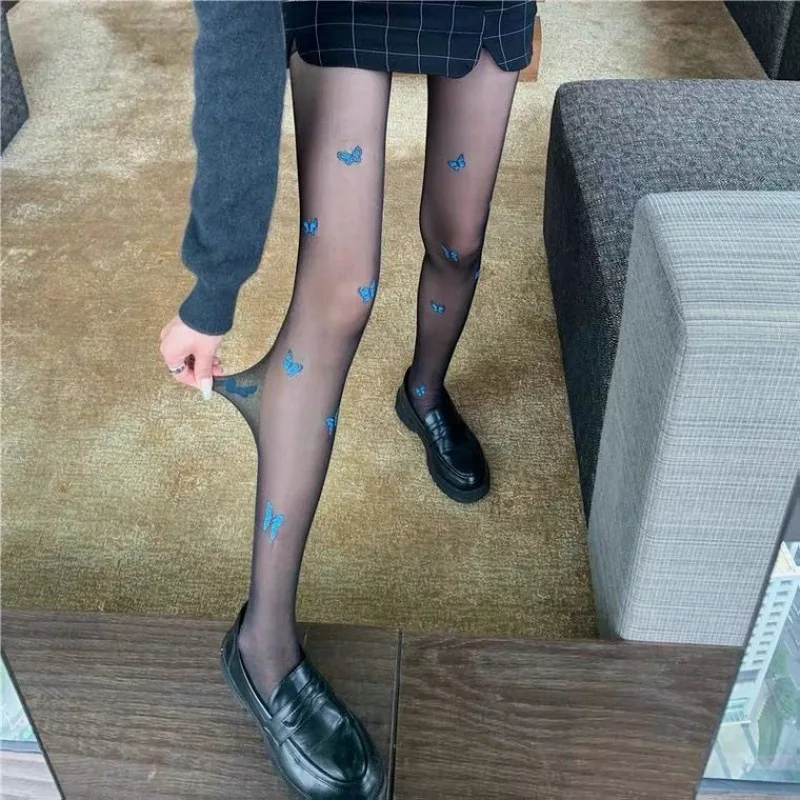 jjk bas imprimé papillon bleu pour femme, collants lolita pour filles, blanc, filé à noyau, doux, mince, nickel é, marée, lait, sexy jjk bas imprimé papillon bleu pour femme, collants lolita pour filles, blanc, filé à noyau, doux, mince, nickel é, marée, lait, sexy