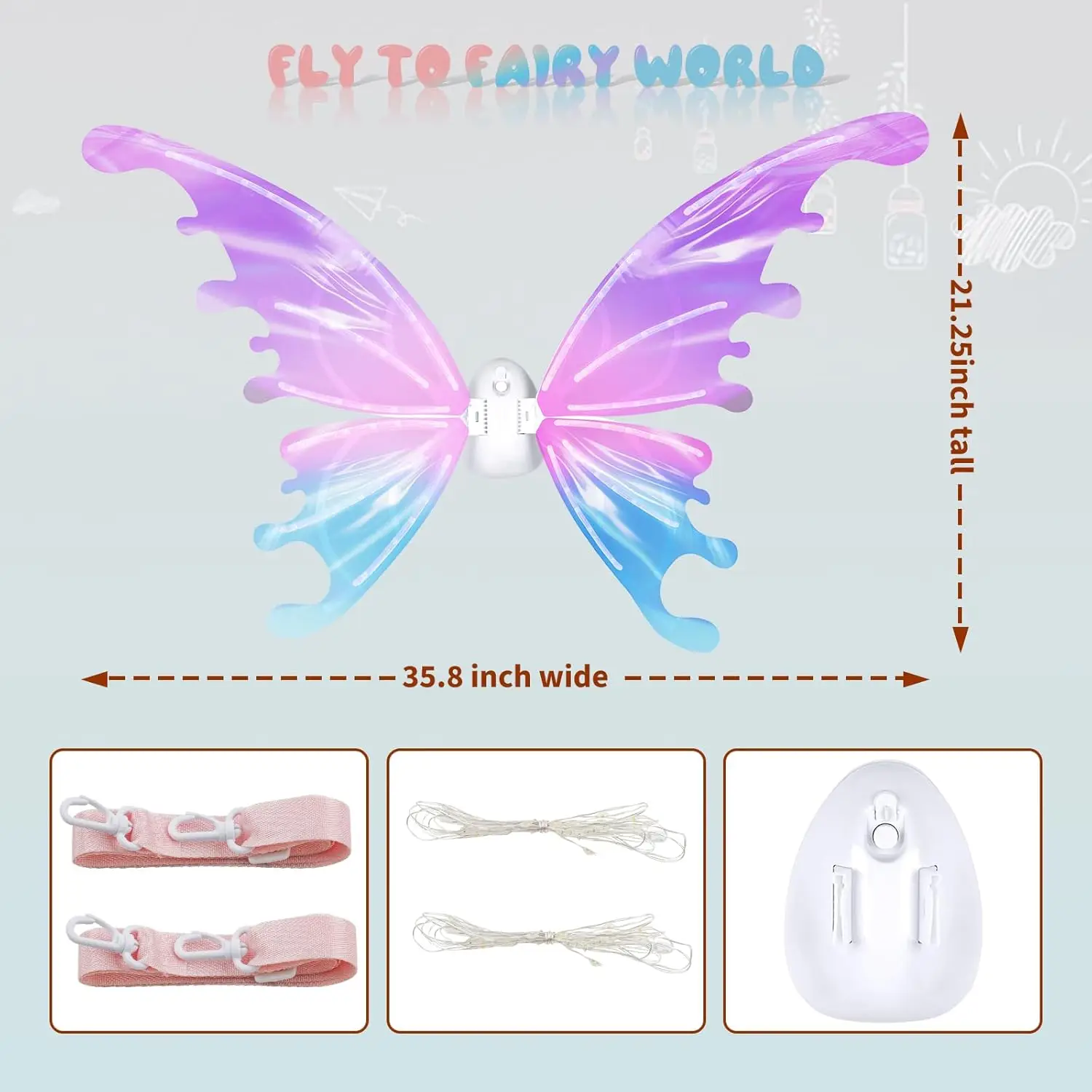 ailes de papillon pour filles, ailes de fée, musique pour anniversaire, halloween, fête de noël, costume de princesse, jeu de rôle, cadeau habillé ailes de papillon pour filles, ailes de fée, musique pour anniversaire, halloween, fête de noël, costume de princesse, jeu de rôle, cadeau habillé