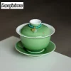 Gaiwan-Filles à Thé en Porcelaine Vert Émeraude de 150ml, Boutique avec Kit de Couvercle S/05, Soupière, Couvercle de Brassage, Artisanat de Cérémonie du Thé Gaiwan-Filles à Thé en Porcelaine Vert Émeraude de 150ml, Boutique avec Kit de Couvercle S/05, Soupière, Couvercle de Brassage, Artisanat de Cérémonie du Thé
