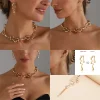 ensemble de bijoux irréguliers ins style lave, collier léger de luxe, mode rétro punk métal irrégulier torsadé vague boucles d'oreilles accessoires