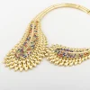 chimcolorful ensemble de bijoux plaqués or pour femme, boucles d'oreilles et collier, grand bracelet, bague, nouveau style, cadeau
