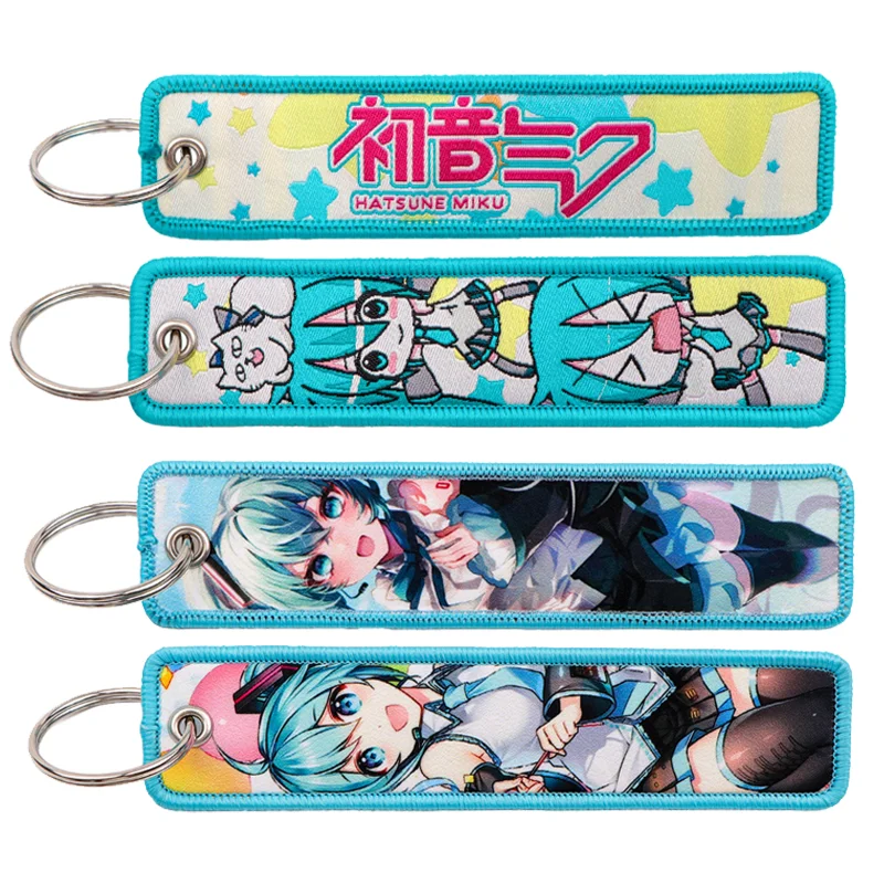 Hatsune Miku porte-clés Anime brodé porte-clés motos voitures sac à dos porte-clés décoration bijoux accessoires enfants cadeaux Hatsune Miku porte-clés Anime brodé porte-clés motos voitures sac à dos porte-clés décoration bijoux accessoires enfants cadeaux