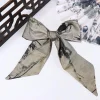 Élégant longue peinture à l'encre foulard en soie style minimaliste ruban ancien bandeau de cheveux foulard coiffure ruban bandeau dame