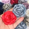 tête de fleur artificielle en tissu rose satin fait à la main, 5cm, 10 pièces/lot, pour décoration de robe de mariée, accessoires pour cheveux, bricolage
