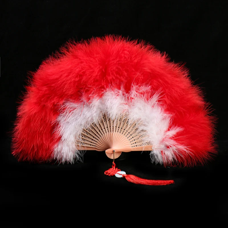Éventail de breven plumes Épaisses, accessoire pliable en peluche, style prairie, pour performance sur scène, cheongsam Éventail de breven plumes Épaisses, accessoire pliable en peluche, style prairie, pour performance sur scène, cheongsam