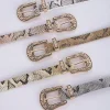 ceinture en peau de serpent avec broche sculptée européenne et américaine pour femme, motif à la mode et polyvalent, haut de gamme