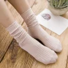 1 paire rétro femmes coton chaussettes amples automne hiver tricot couleur unie longs noir coréen japonais étudiant filles bas