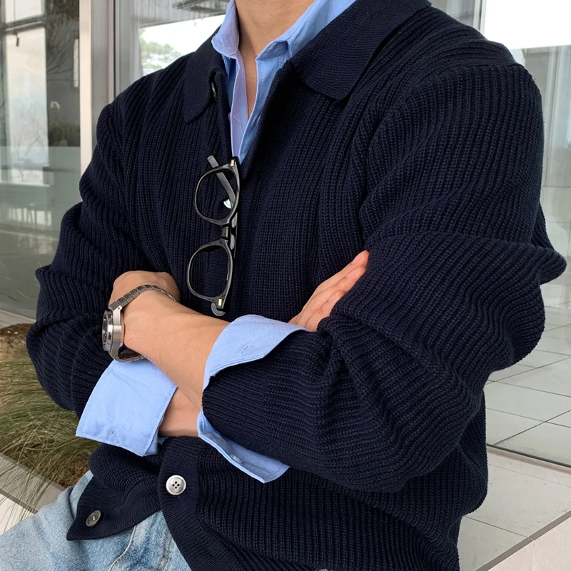 cardigan à simple boutonnage pour hommes, mode coréenne, pull en tricot, automne hiver, jacquard rayé, pull solide, veste streetwear cardigan à simple boutonnage pour hommes, mode coréenne, pull en tricot, automne hiver, jacquard rayé, pull solide, veste streetwear