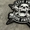 patch brodé de squelette d'os à main libre, vêtements de chevalier de moto, décoration de veste, badge personnalisé, bricolage, couture à la main