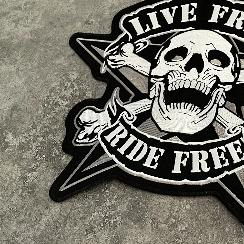 patch brodé de squelette d'os à main libre, vêtements de chevalier de moto, décoration de veste, badge personnalisé, bricolage, couture à la main patch brodé de squelette d'os à main libre, vêtements de chevalier de moto, décoration de veste, badge personnalisé, bricolage, couture à la main