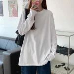 T-shirt blanc à manches longues pour femme, haut étudiant, automne, adt Ins T-shirt blanc à manches longues pour femme, haut étudiant, automne, adt Ins