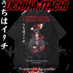 Anime Itachi graphique coton lavé T-shirt Vintage T-shirt femmes et hommes Harajuku Y2K Streetwear été unisexe hauts vêtements