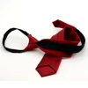 nouveau cravate pré attachée pour filles garçons enfant maigre fermeture éclair paresseux cravates enfants rouge couleur unie mince étroit marié fête